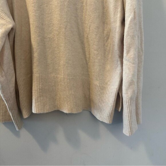 J.Crew Supersoft Yarn Wool Beige Turtleneck Sweater Size Large Cozy Minimalist - Picture 6 of 13